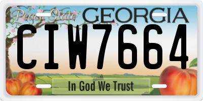 GA license plate CIW7664
