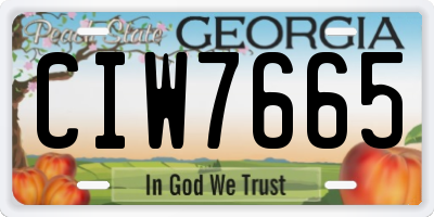 GA license plate CIW7665