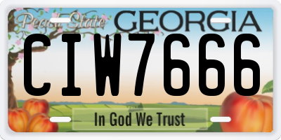 GA license plate CIW7666