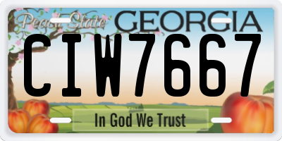 GA license plate CIW7667
