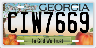 GA license plate CIW7669