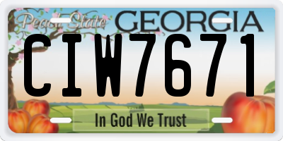GA license plate CIW7671