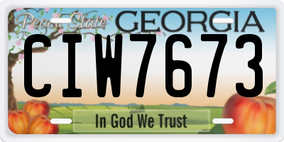 GA license plate CIW7673