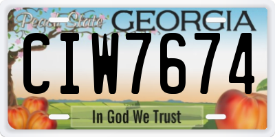 GA license plate CIW7674