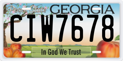 GA license plate CIW7678