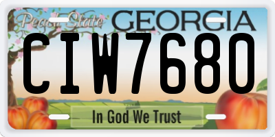 GA license plate CIW7680