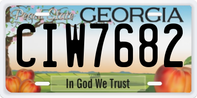 GA license plate CIW7682