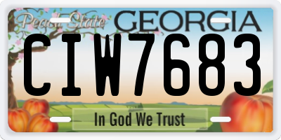 GA license plate CIW7683