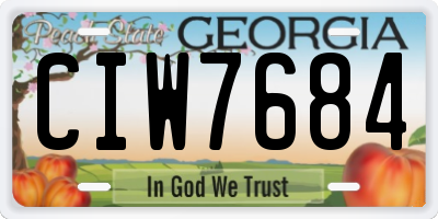 GA license plate CIW7684