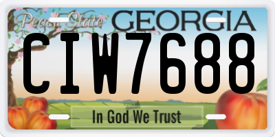 GA license plate CIW7688