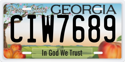 GA license plate CIW7689