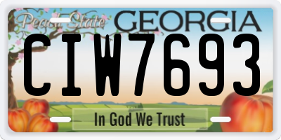 GA license plate CIW7693
