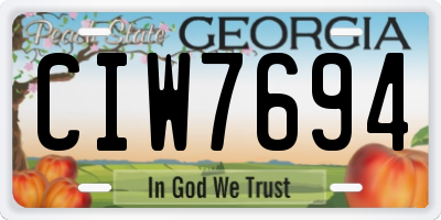GA license plate CIW7694