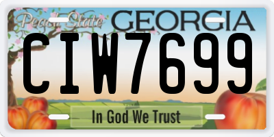 GA license plate CIW7699