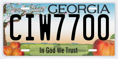 GA license plate CIW7700