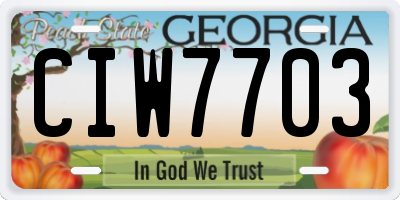 GA license plate CIW7703