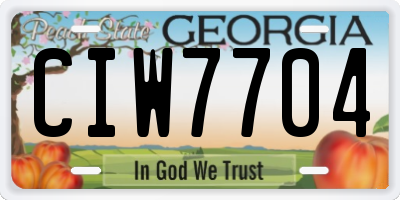 GA license plate CIW7704
