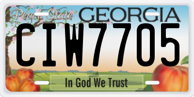 GA license plate CIW7705