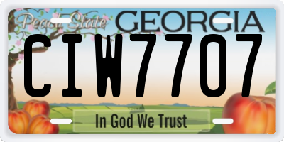 GA license plate CIW7707