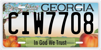 GA license plate CIW7708