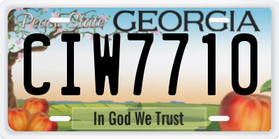 GA license plate CIW7710
