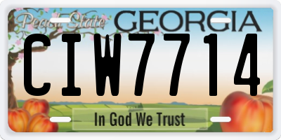 GA license plate CIW7714