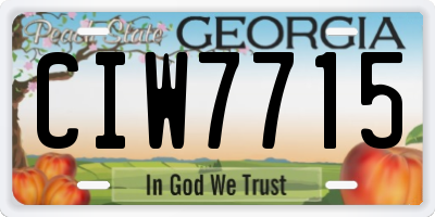 GA license plate CIW7715