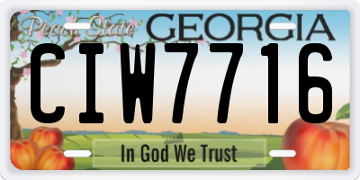 GA license plate CIW7716