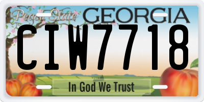 GA license plate CIW7718