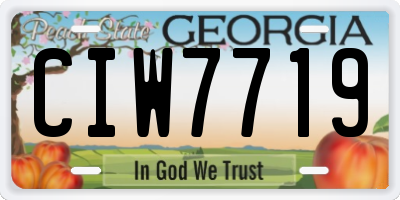 GA license plate CIW7719