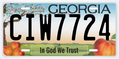 GA license plate CIW7724