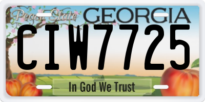 GA license plate CIW7725