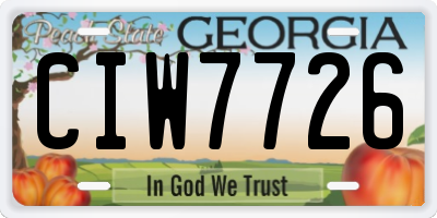 GA license plate CIW7726