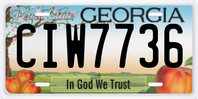 GA license plate CIW7736