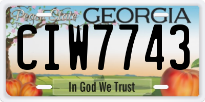 GA license plate CIW7743