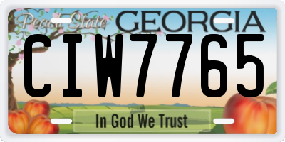 GA license plate CIW7765