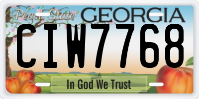 GA license plate CIW7768