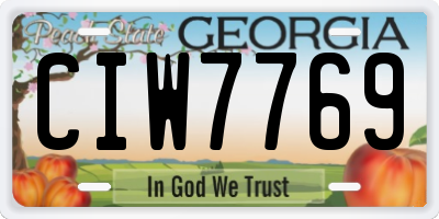 GA license plate CIW7769