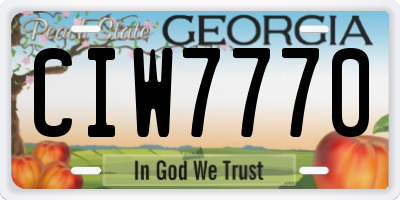 GA license plate CIW7770