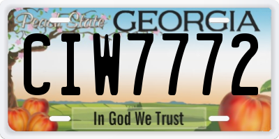 GA license plate CIW7772