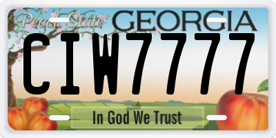 GA license plate CIW7777