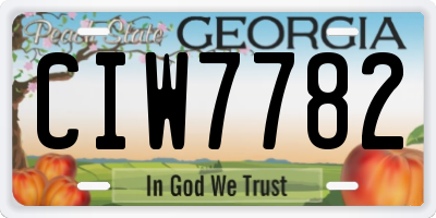 GA license plate CIW7782