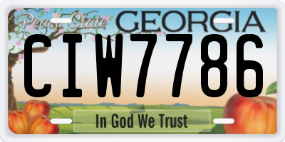 GA license plate CIW7786