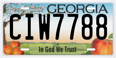 GA license plate CIW7788