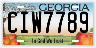 GA license plate CIW7789