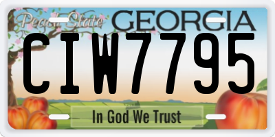 GA license plate CIW7795