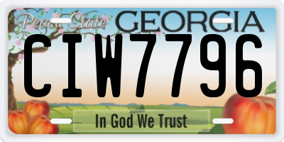 GA license plate CIW7796