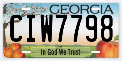 GA license plate CIW7798