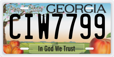 GA license plate CIW7799