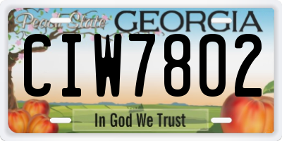 GA license plate CIW7802